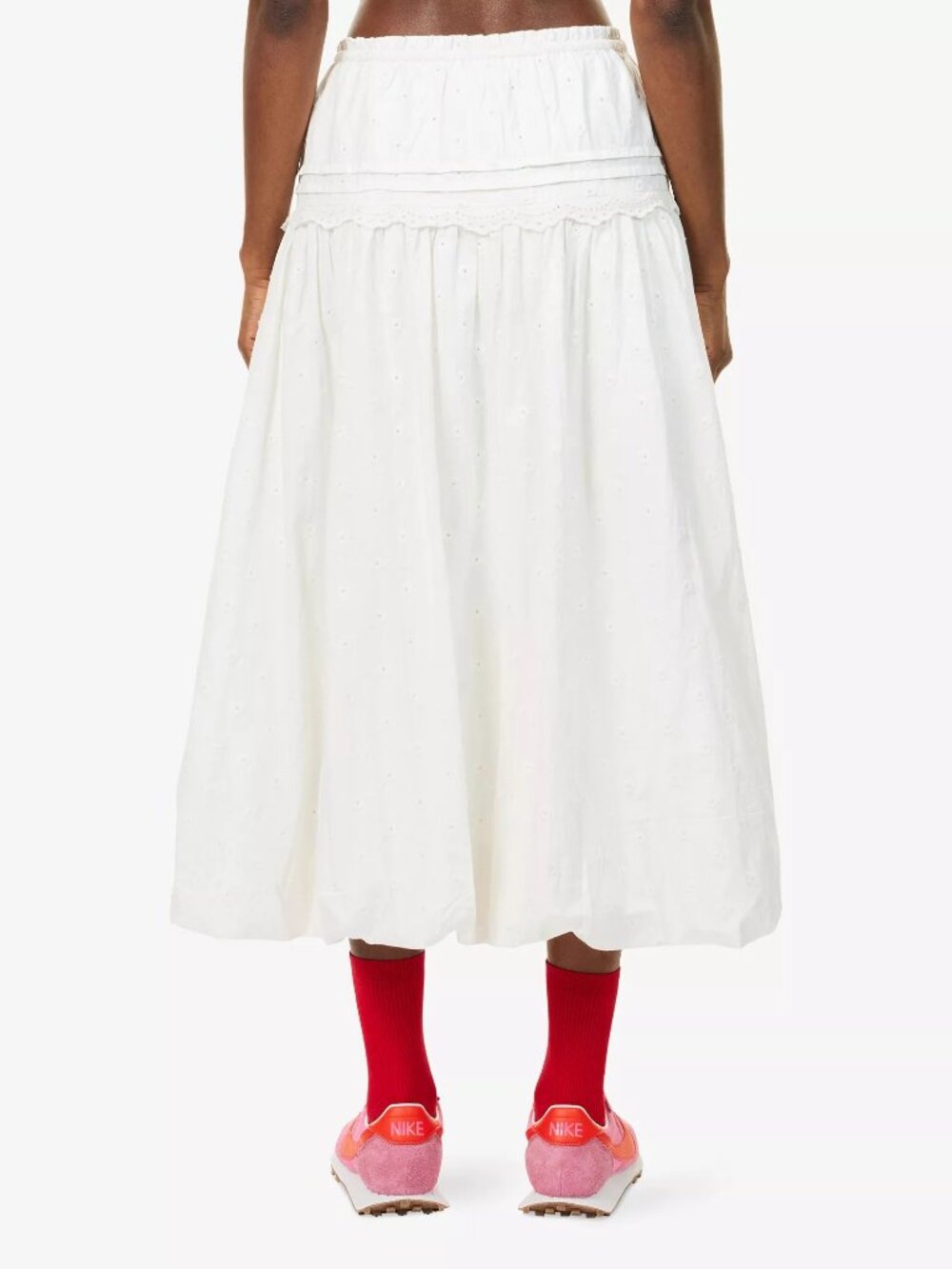 DAMSON MADDER Eyelet Puff Midi Skirt Cotton White 12 - Picture 2 of 9